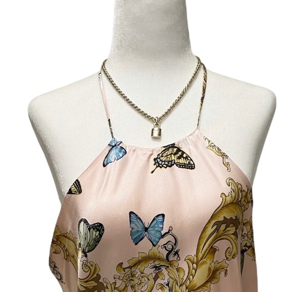 CHANEL Authentic Lockit Pendant & Vintage Chain Champagne Gold Plated Ne… - Picture 10 of 13